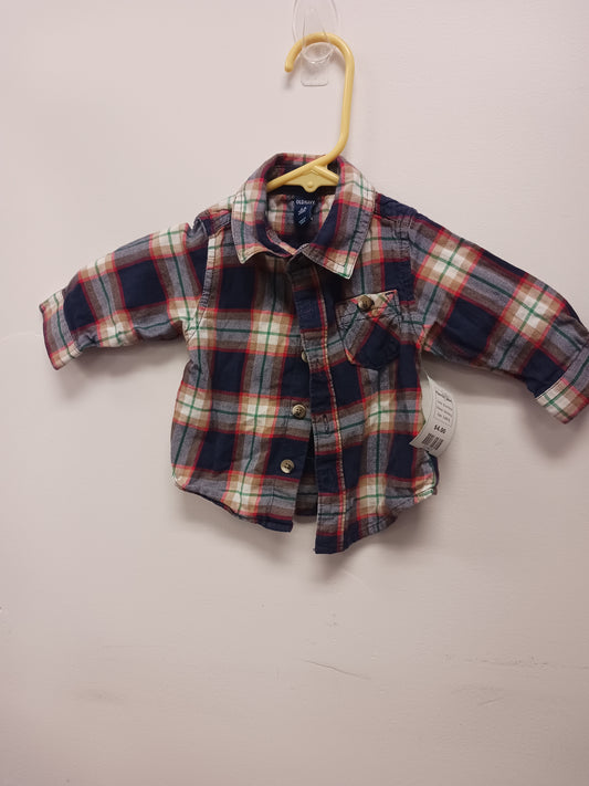 Blue Plaid Old Navy Flannel Shirt, 3-6M B