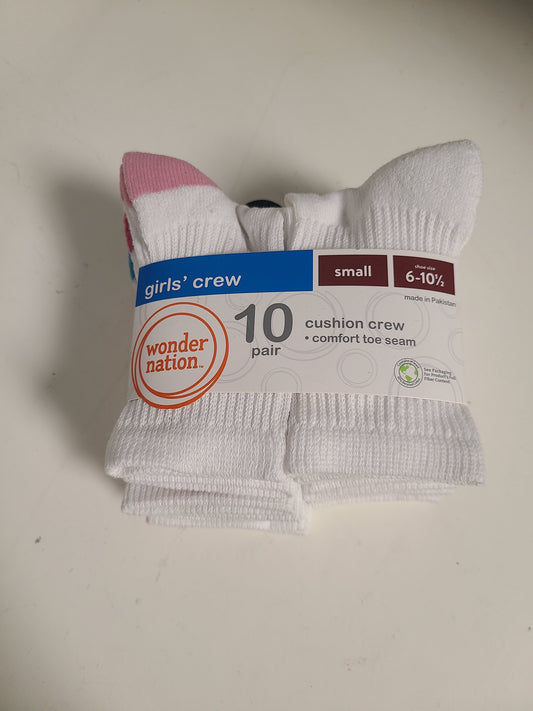 White Wonder Nation Socks(10), 6-10 1/2 G