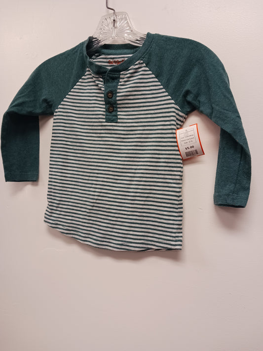 Green/White Cat & Jack Long Sleeve Striped Shirt, 3T B