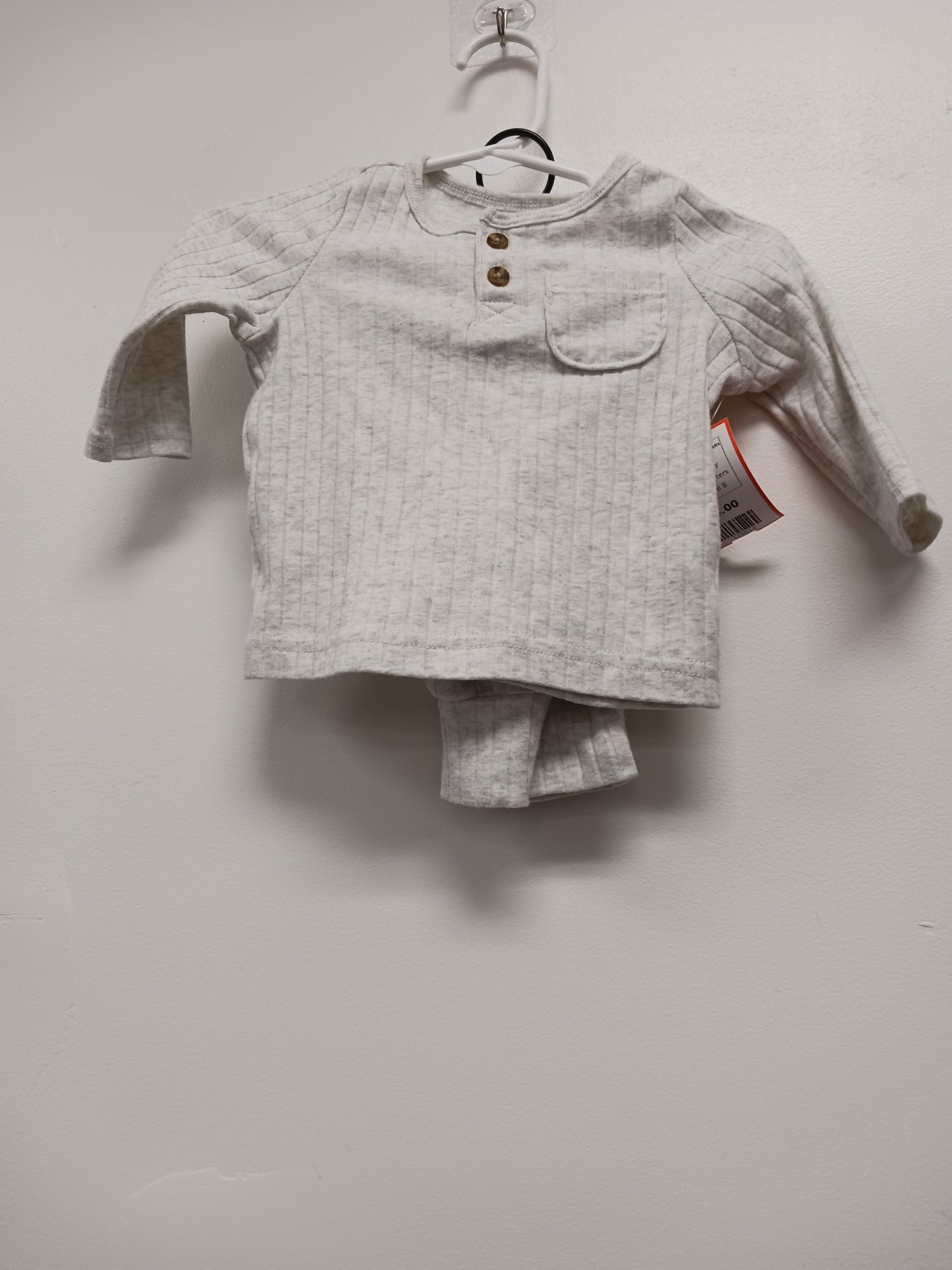 Grey Carters 2 Piece Ribbed Outfit, NB B