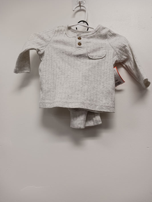 Grey Carters 2 Piece Ribbed Outfit, NB B