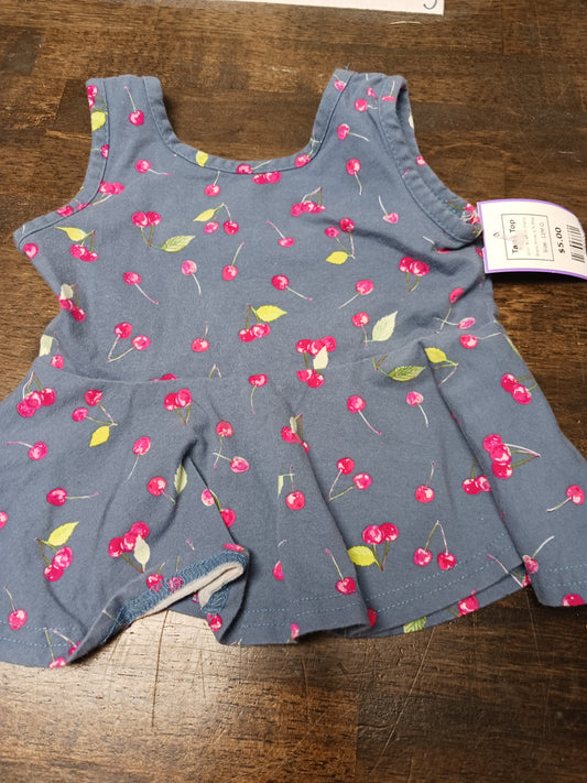 Blue/Pink Cherry Ricrac & Ruffles Tank Top, 12M G