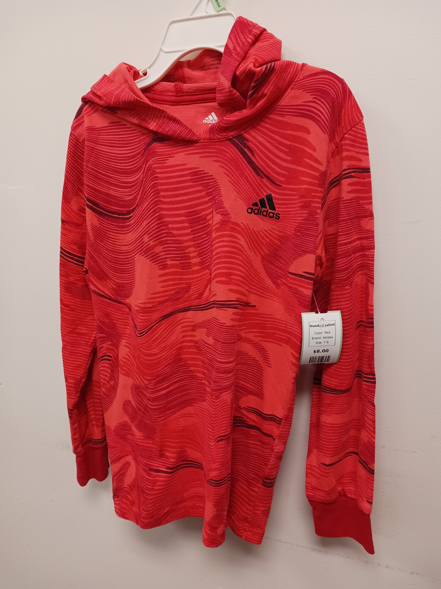 Red Adidas Hooded tshirt, 7 B