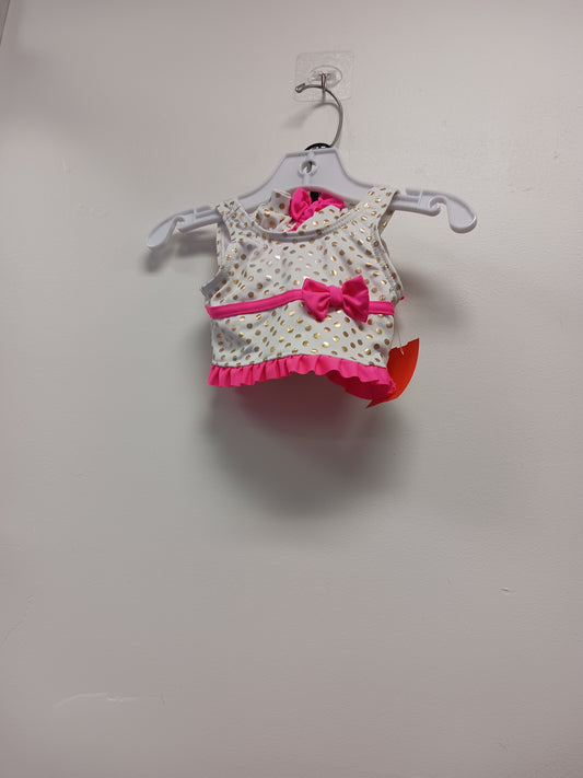 white/gold/pink Lemon Kiss 2 Piece Poka Dot Suit, 12M G