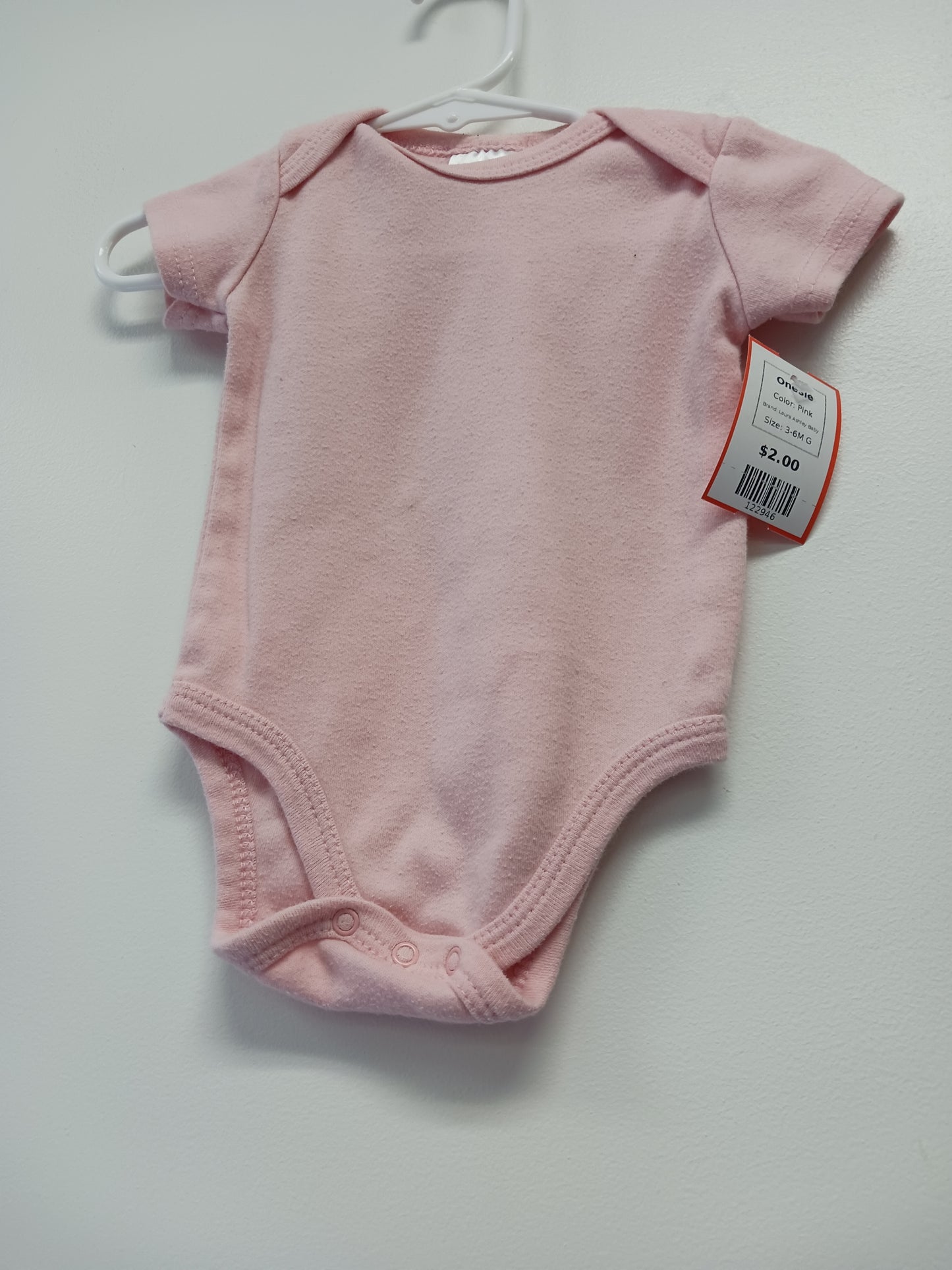 Pink Laura Ashley Baby Onesie, 3-6M G