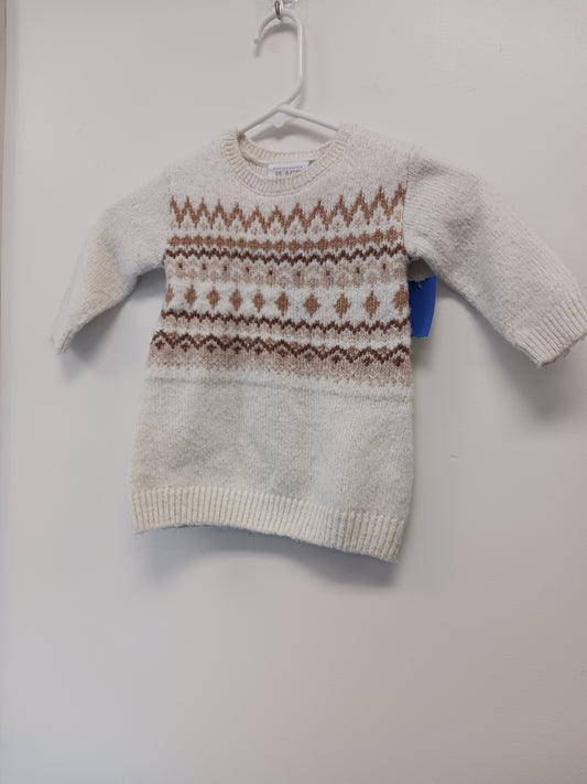 Cream/Brown Childrens Place Sweater Dress, 12M G
