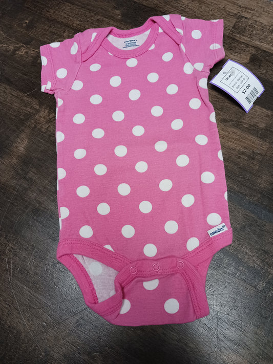 Pink/White Polka Dot Gerber Onesie, 12M G