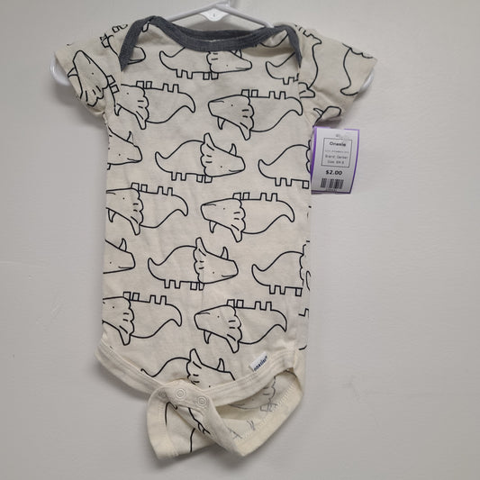 White/Black Dino Gerber Onesie, 6M B
