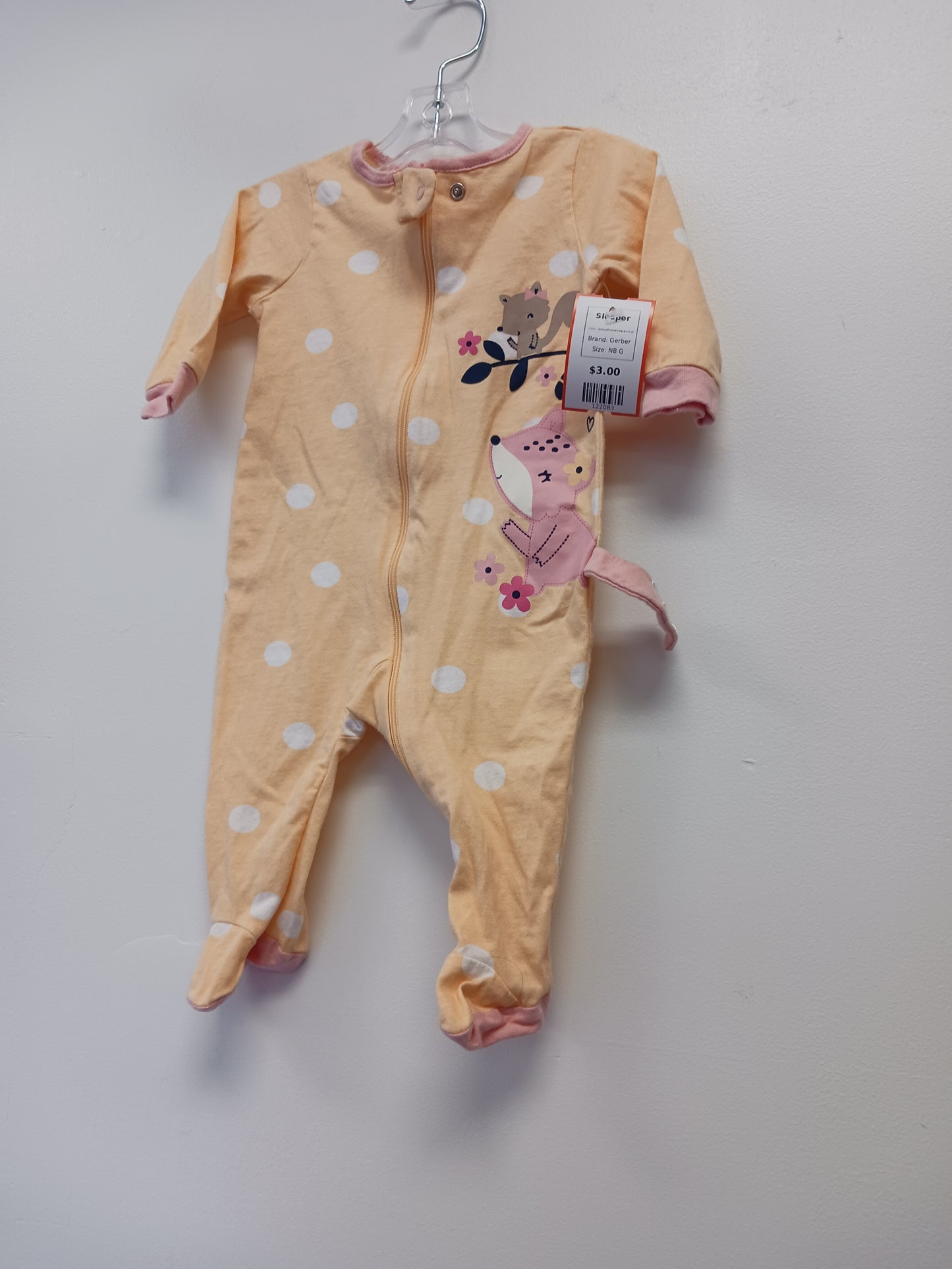 Yellow/Pink/White Animal Gerber Sleeper, NB G