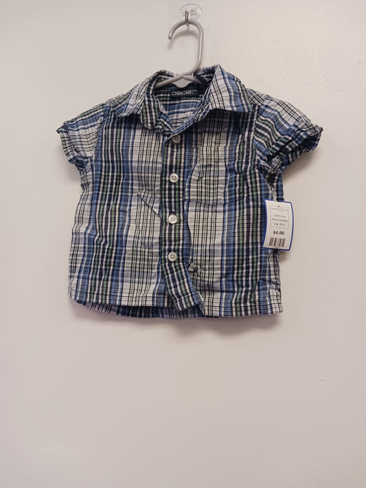 blue Cherokee Plaid Button Down Shirt, 6M B