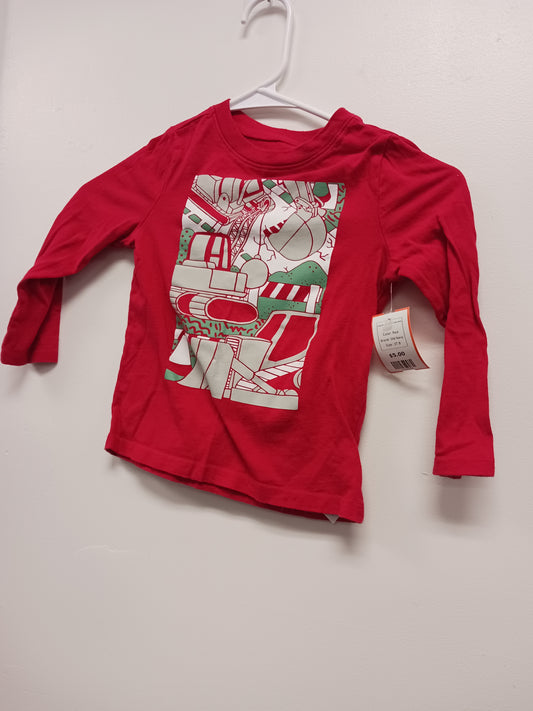 Red Old Navy Long Sleeve Construction Shirt, 3T B