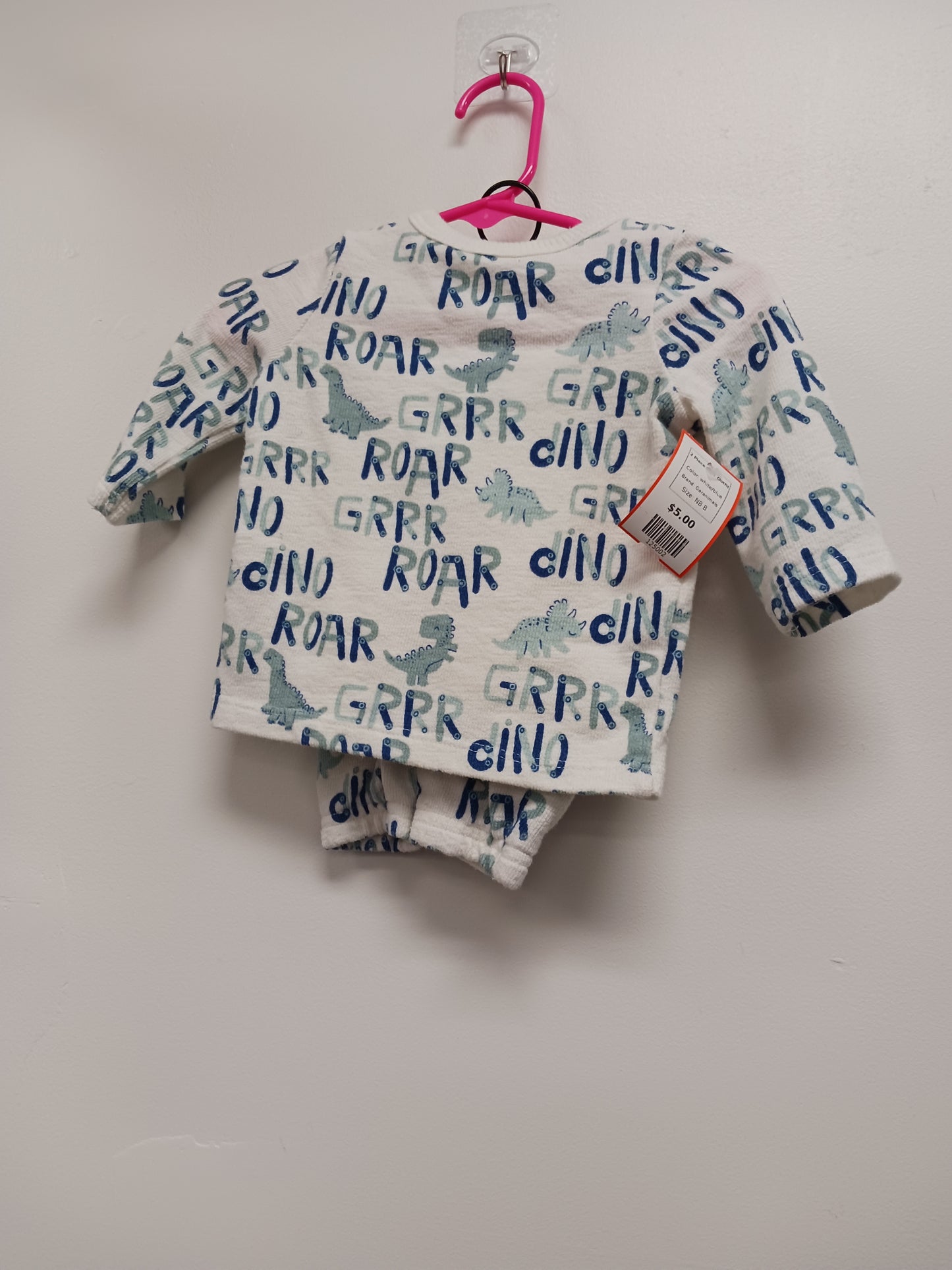 white/blue Garanimals 2 Piece Roar Outfit, NB B