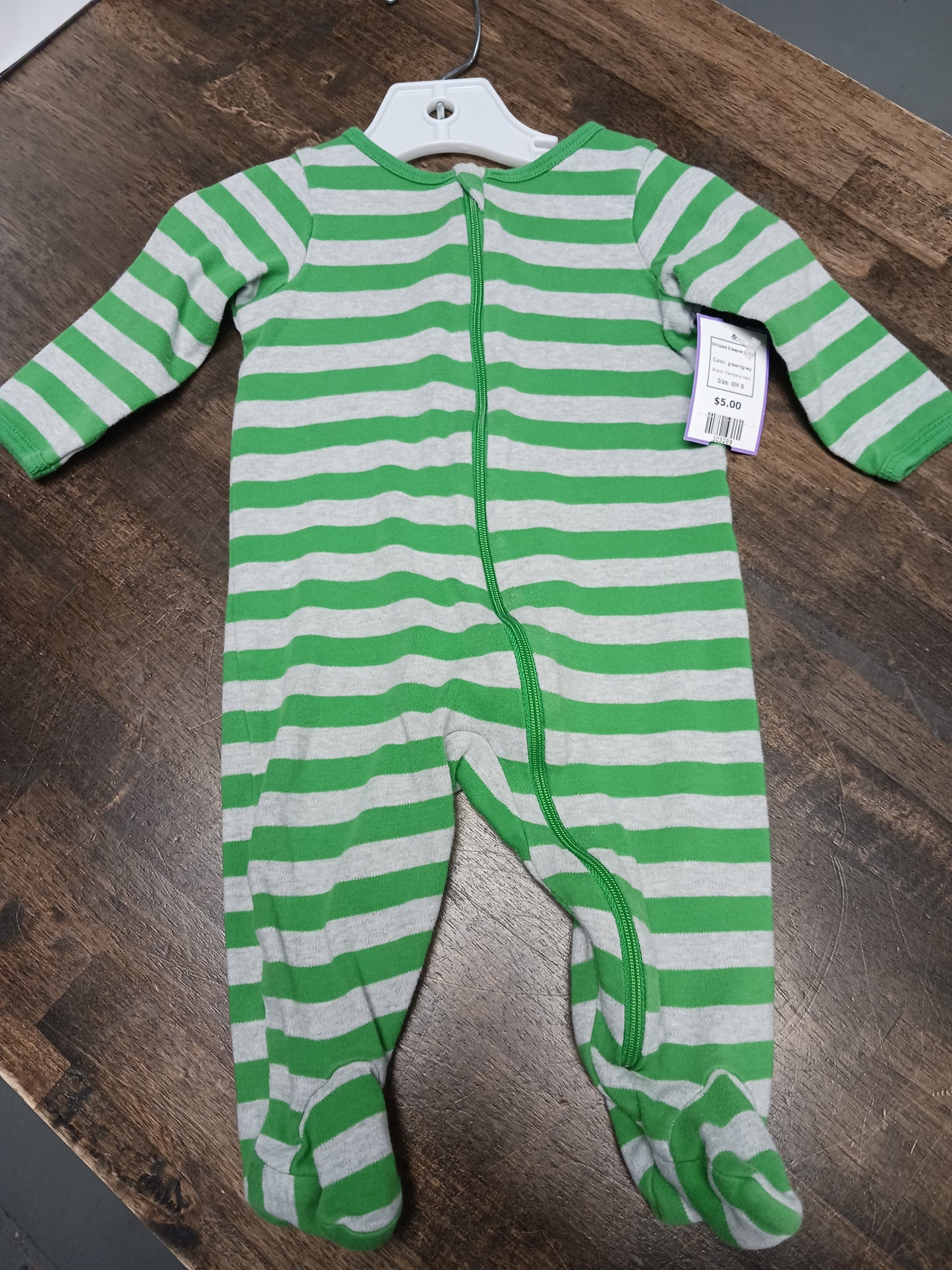 green/grey Members Mark Striped Sleeper 6-9m, 6M B