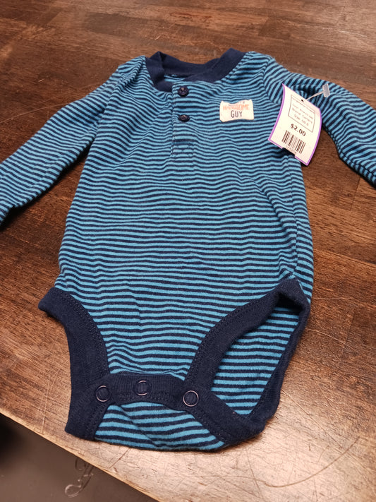 Blue Striped Carters Longsleeve Onesie, NB B