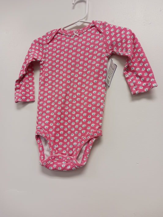 Pink/White/Blue Elephant Carters Longsleeve Onesie, 9M G