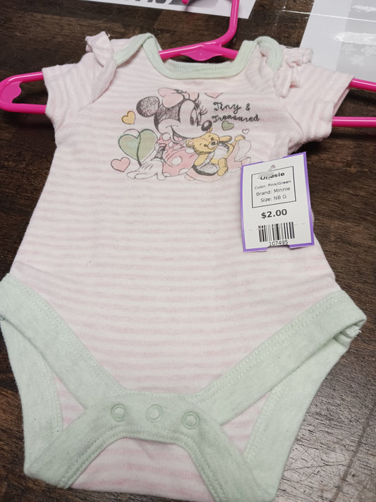 Pink/Green Minnie Onesie, NB G