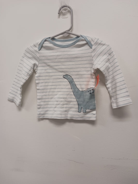 white/blue Carters Long sleeve Striped Dinosaur Shirt, 9M B