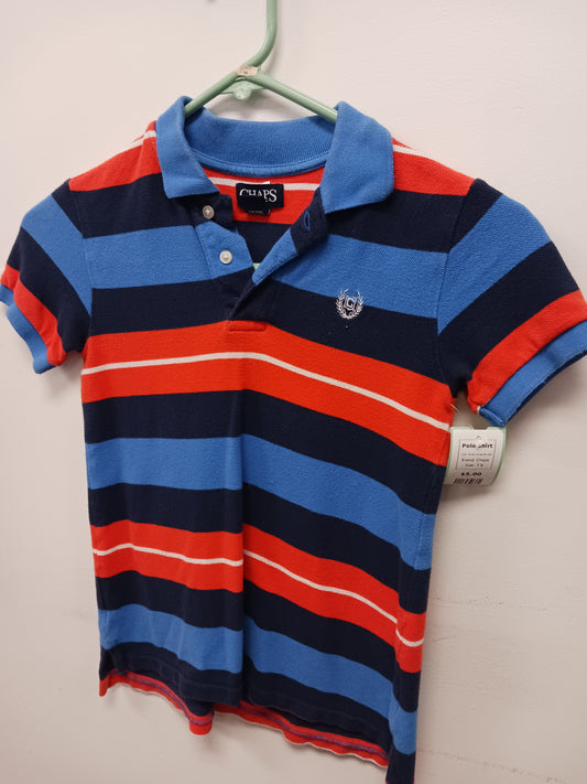 Blue/Orange Striped Chaps Polo Shirt, 7 B