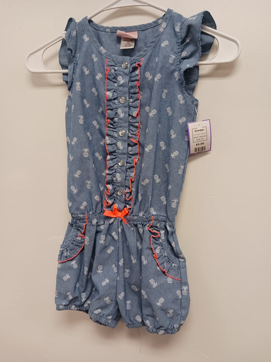 Denim Pineapple Little Lass Romper, 6 G