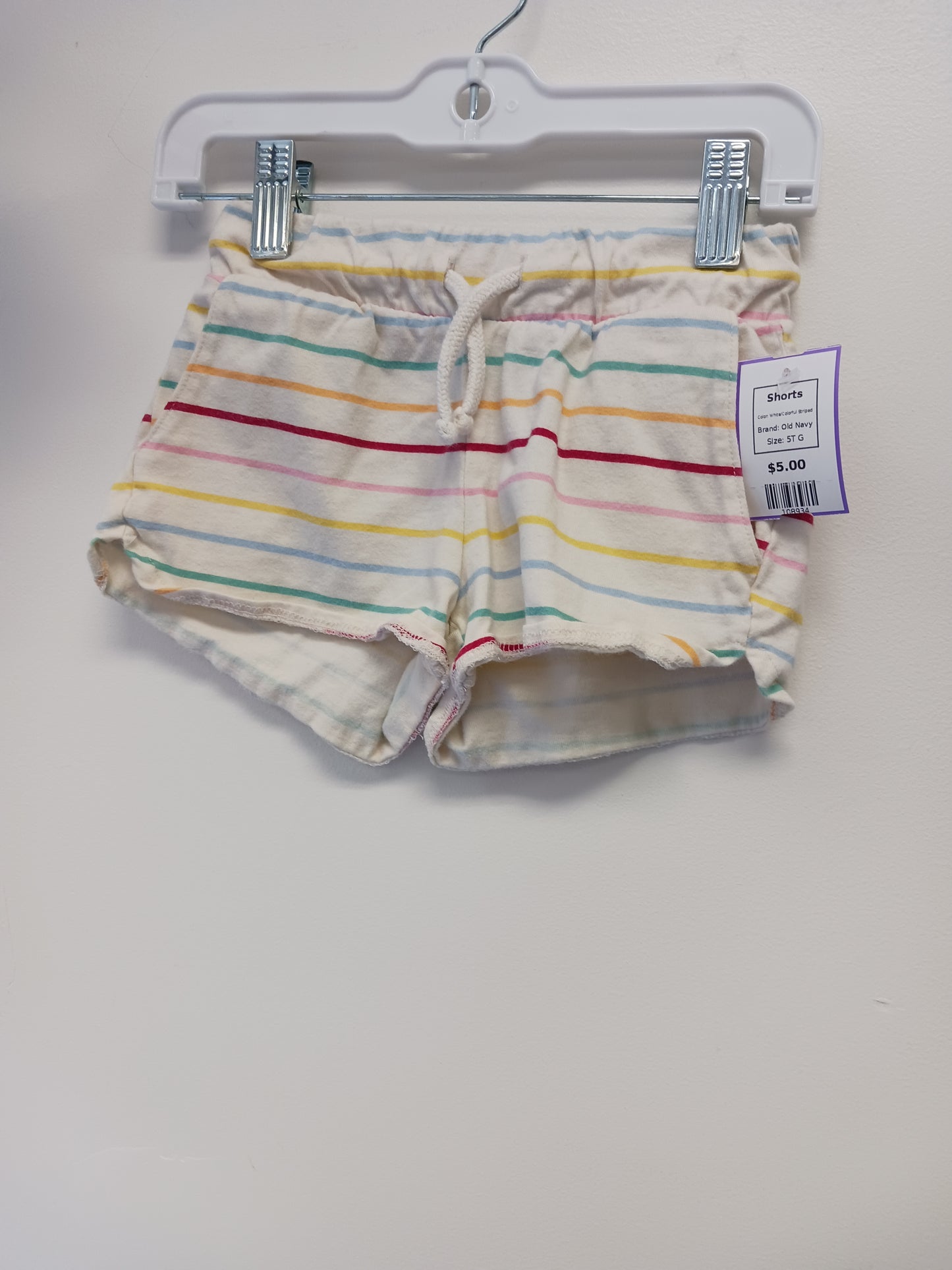 White/Colorful Striped Old Navy Shorts, 5T G