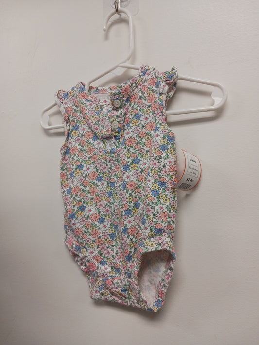 White/Colorful Flower Carters Onesie, 3M G