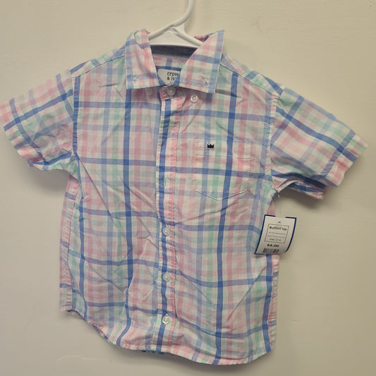 Pink/White/Green/Blue Plaid Crown & Ivy Kids Button Up, 3T B