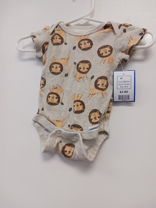 Tan Lion Gerber Onesie, NB B