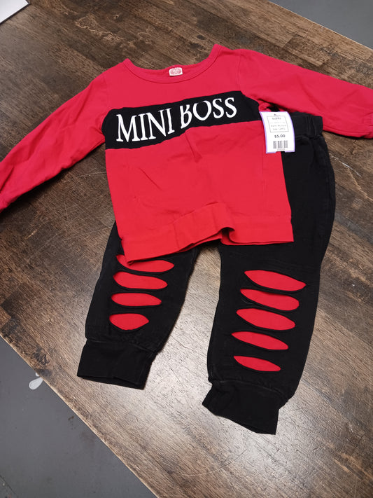 Red/Black Mini Boss Boutique Outfit, 12M G