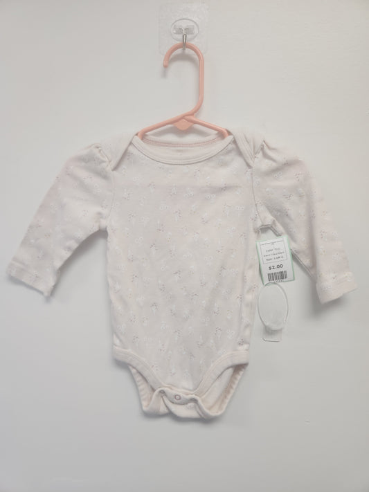 Pink Cloud Island Long Sleeve Flower Onesie, 3-6M G