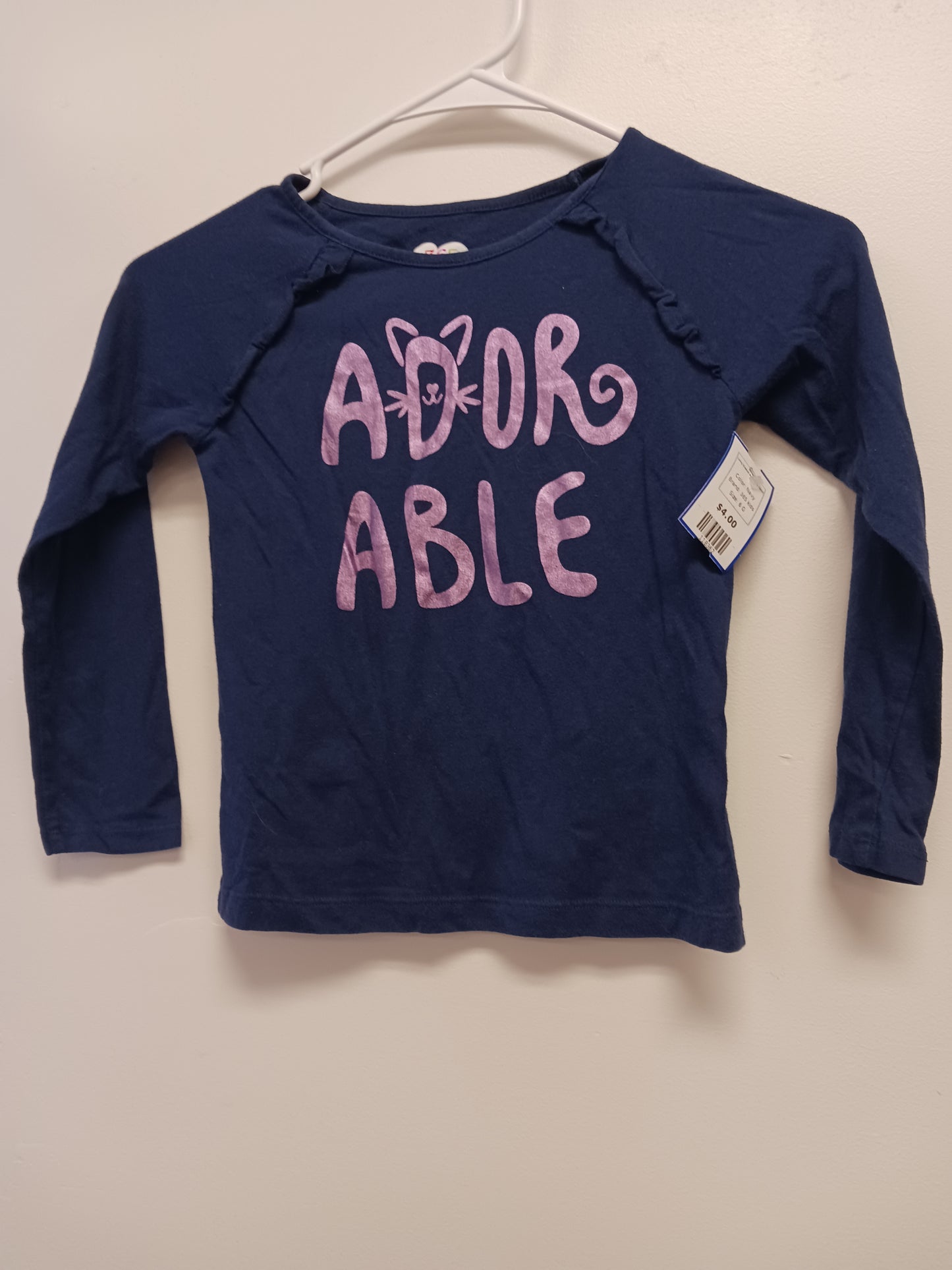 Navy 365 kids Long Sleeve Adorable Tshirt, 6 G