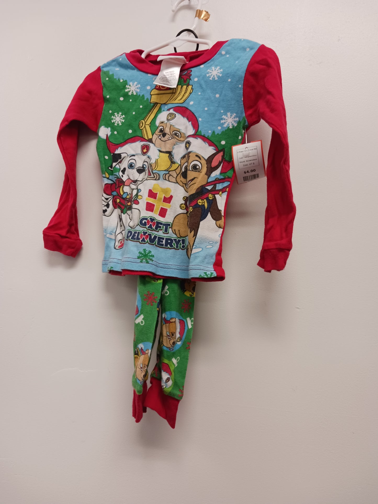 red/green/blue Nickelodeon 2 Piece Paw Patrol PJS, 4T B