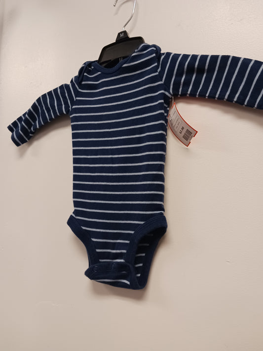Navy/Blue Striped Carters Longsleeve Onesie, 6M B