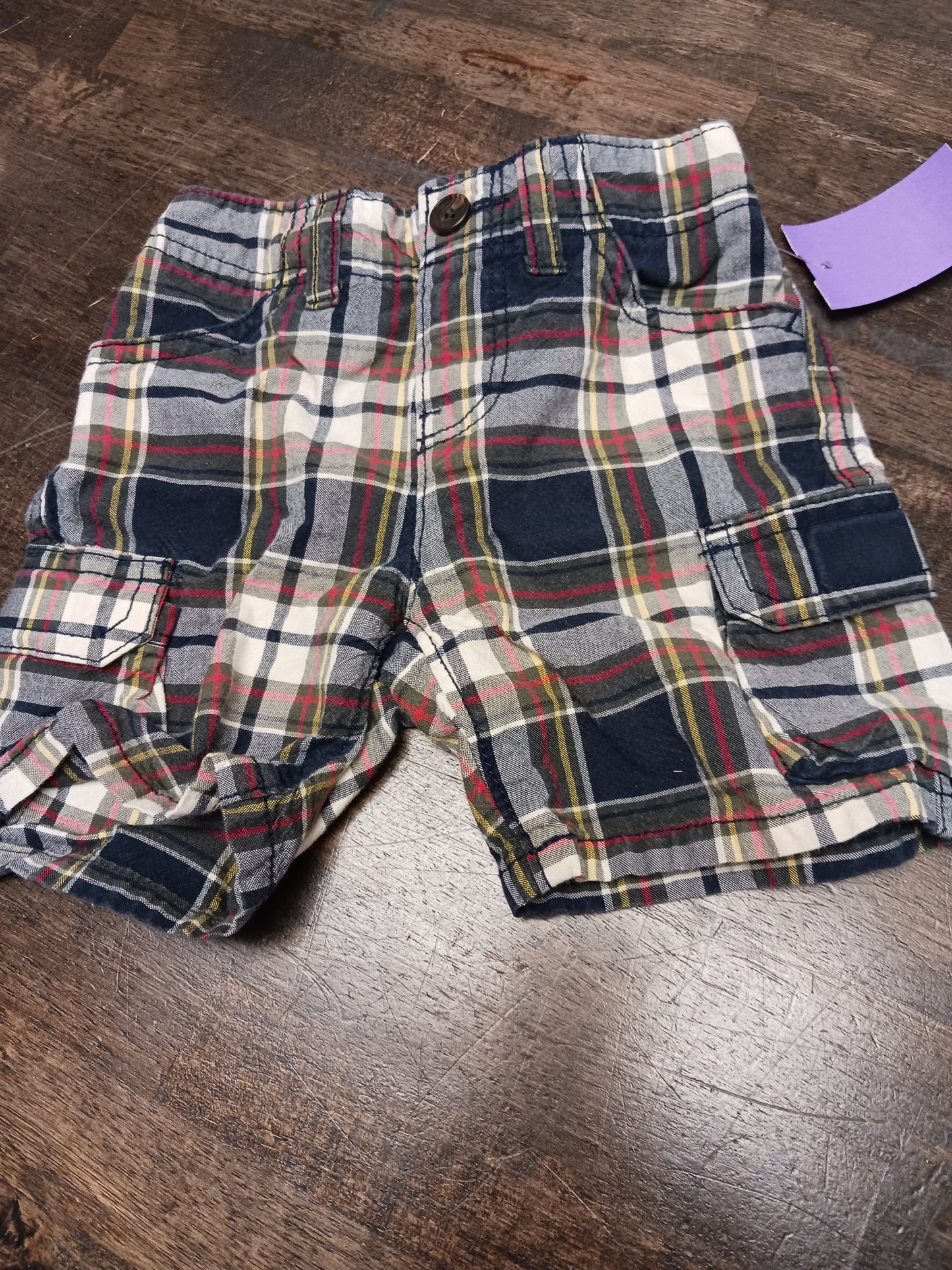 Black/Yellow/Red Plaid Gap Shorts, 6M B