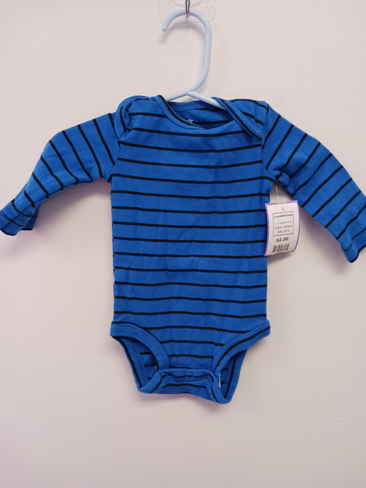 Blue/Black Striped Carters Longsleeve Onesie, 3M B