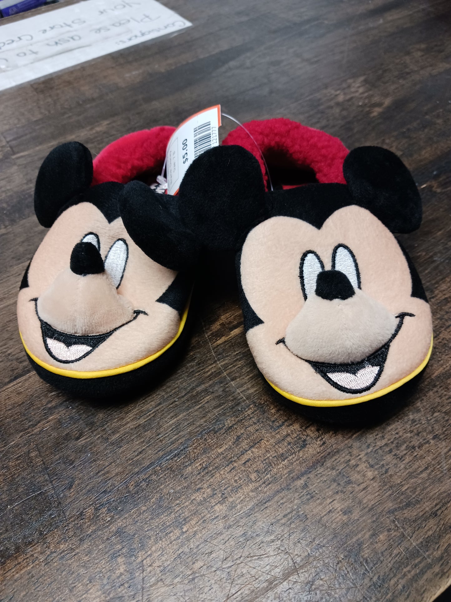 red/black Disney Mickey Mouse Slippers, 7 B