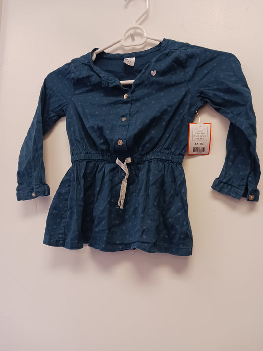 Blue Carters Long Sleeve Heart Dress, 4T G