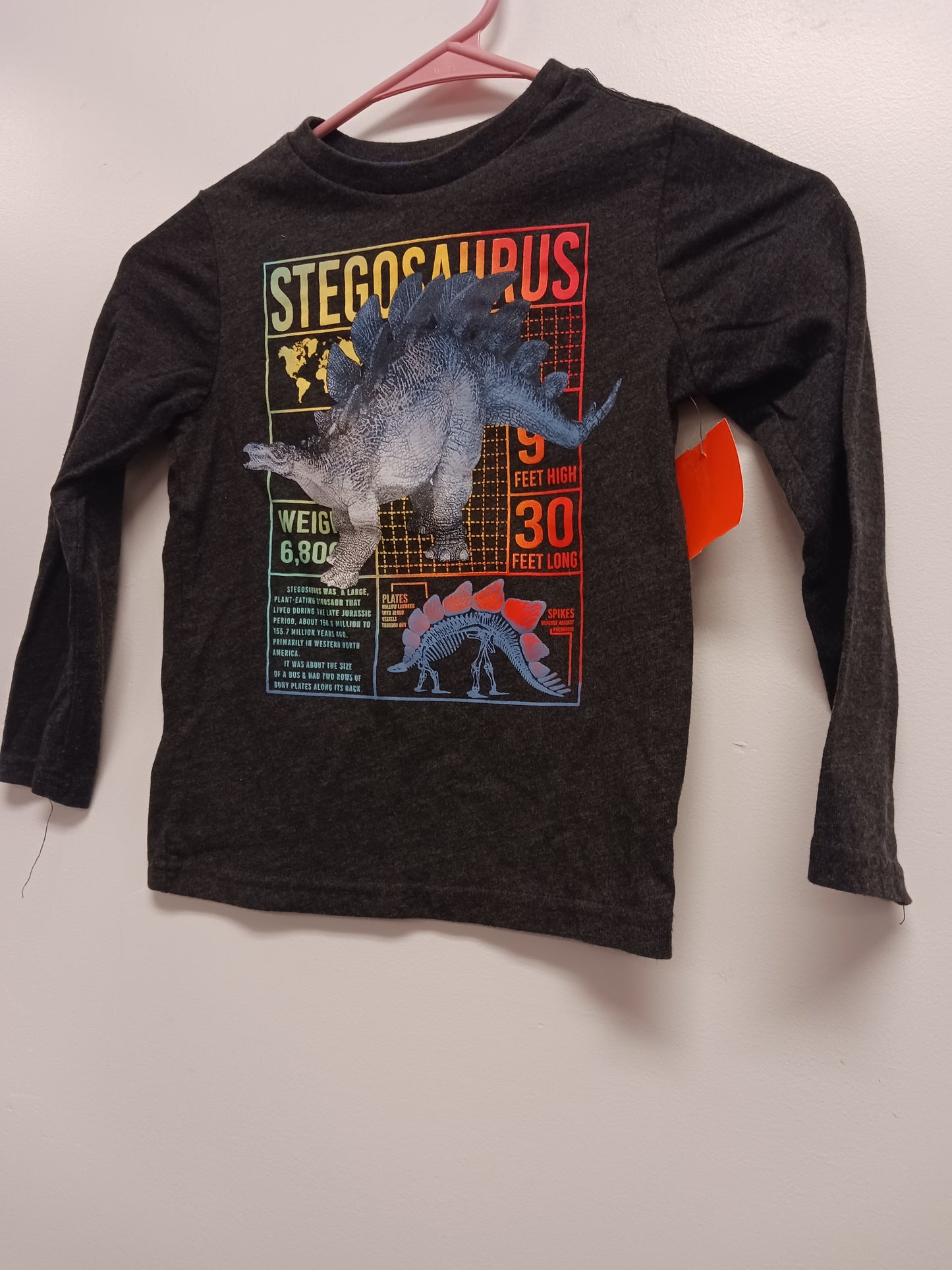 Black 365 kids Long sleeve Dinosaur Shirt, 5 B