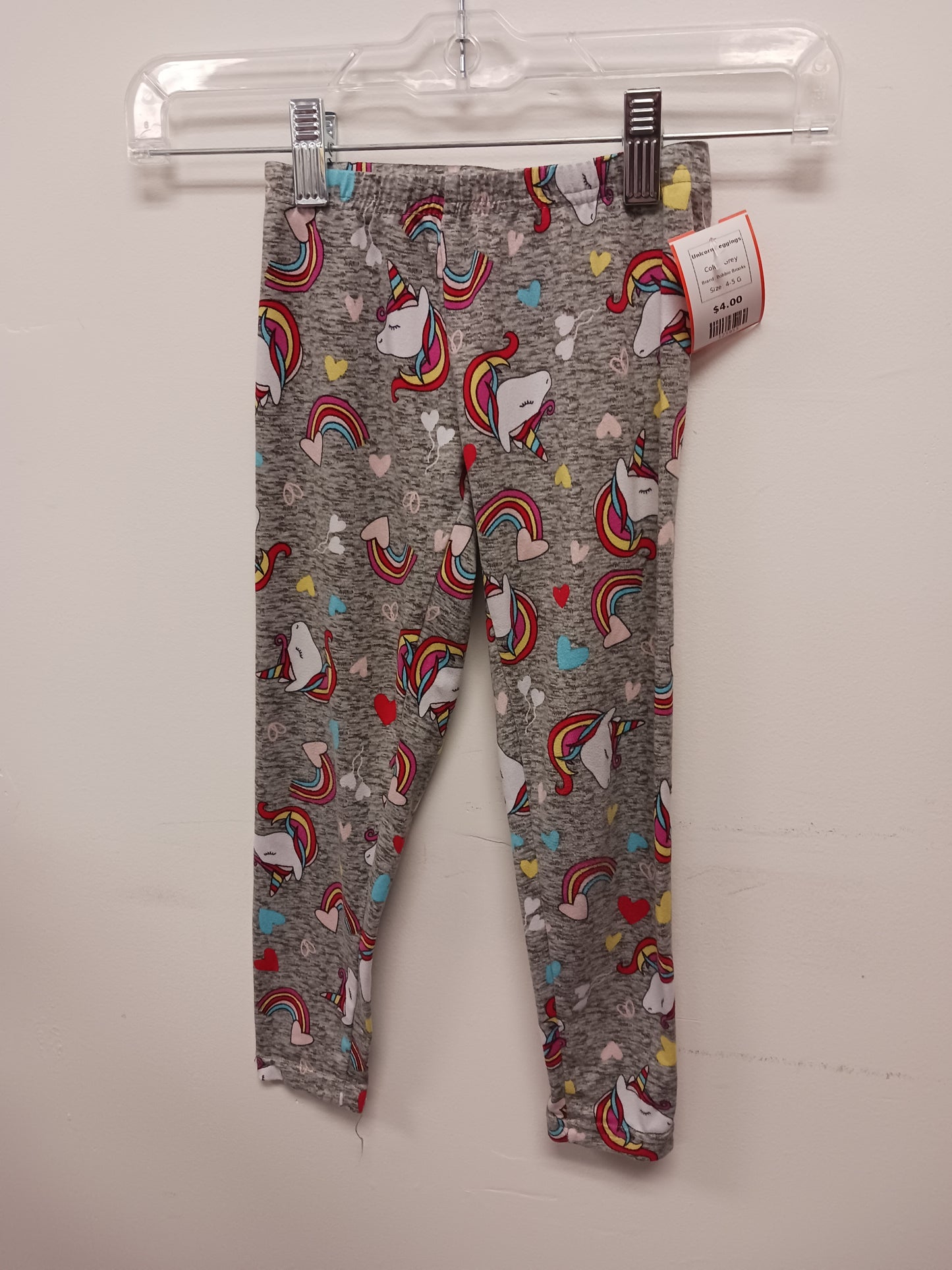 Grey Bobbie Brooks Unicorn Leggings, 4-5 G