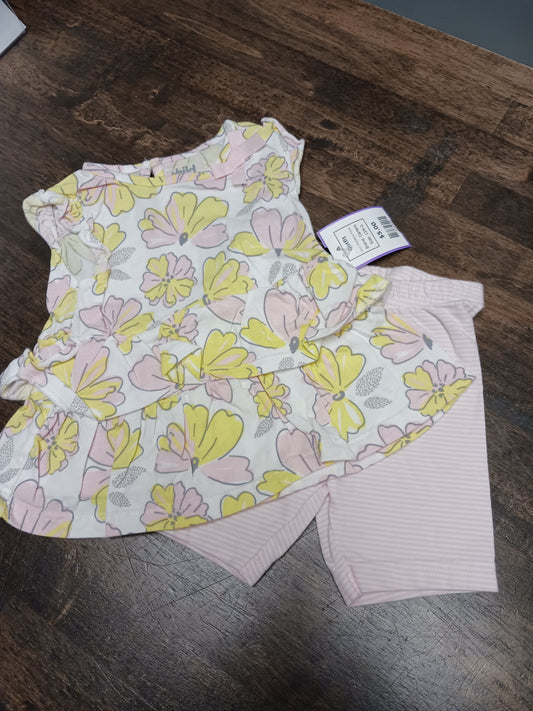 Pink/Yellow Flower Carters Outfit, 12M G