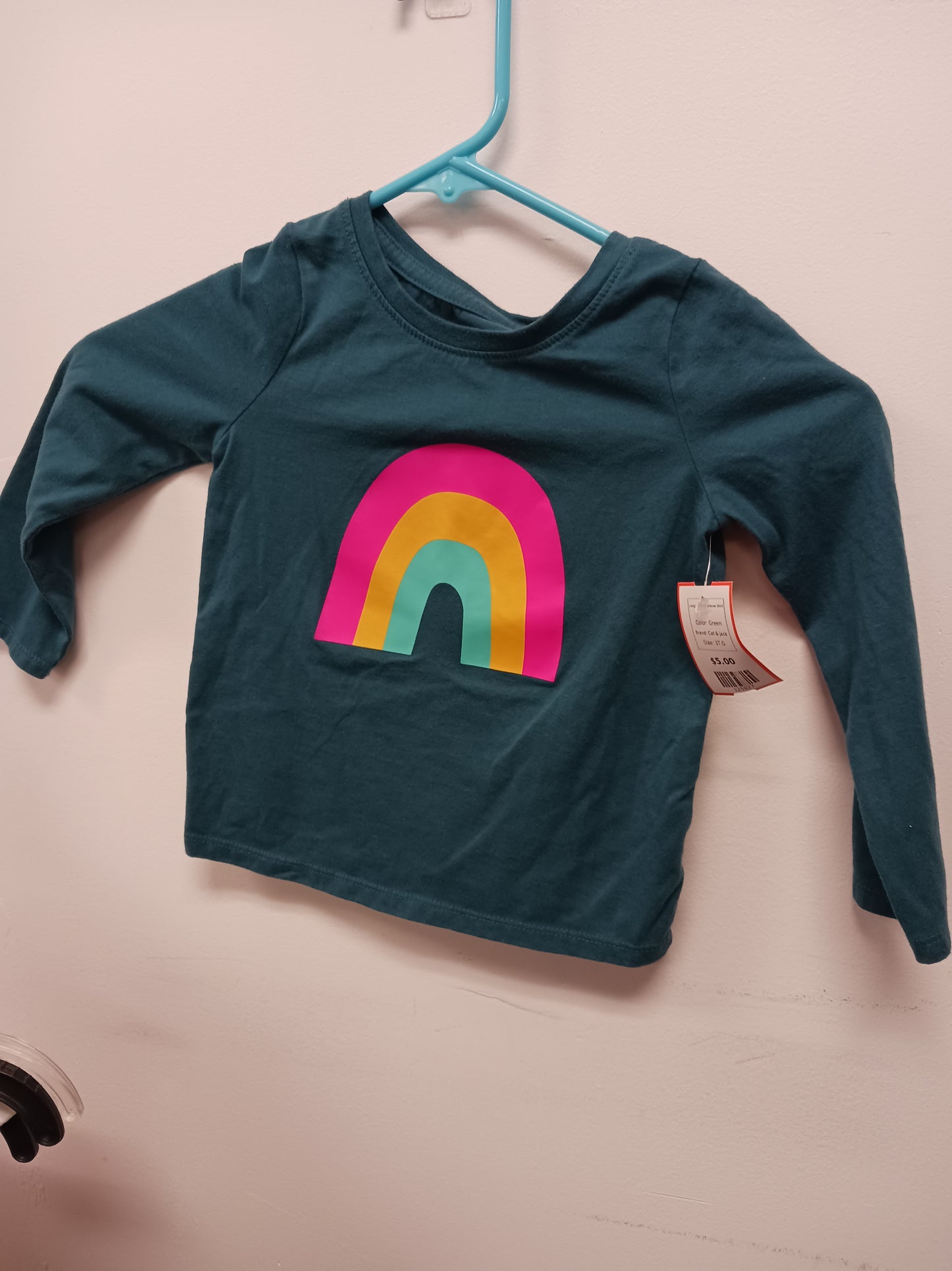 Green Cat & Jack Long Sleeve Rainbow Shirt, 3T G