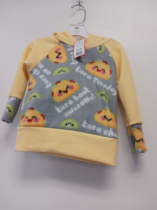 yellow/grey Boutique Taco Hoodie, 2T