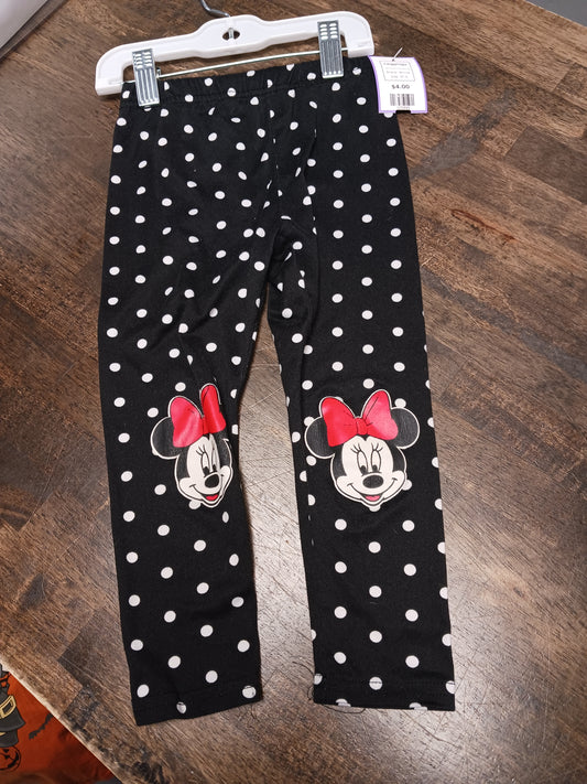 Black/White Polka Dot Minnie Leggings, 3T G