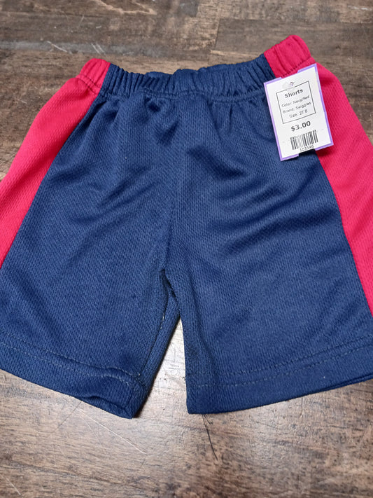 Navy/Red Swiggles Shorts, 2T B