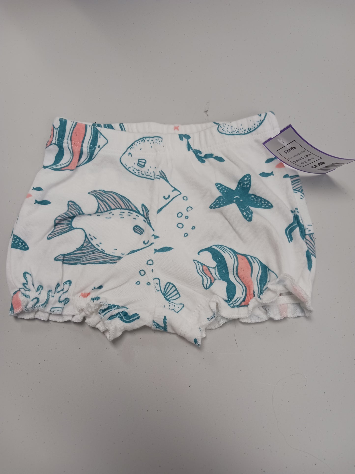 White/Blue Fish Carters Shorts, 3M G