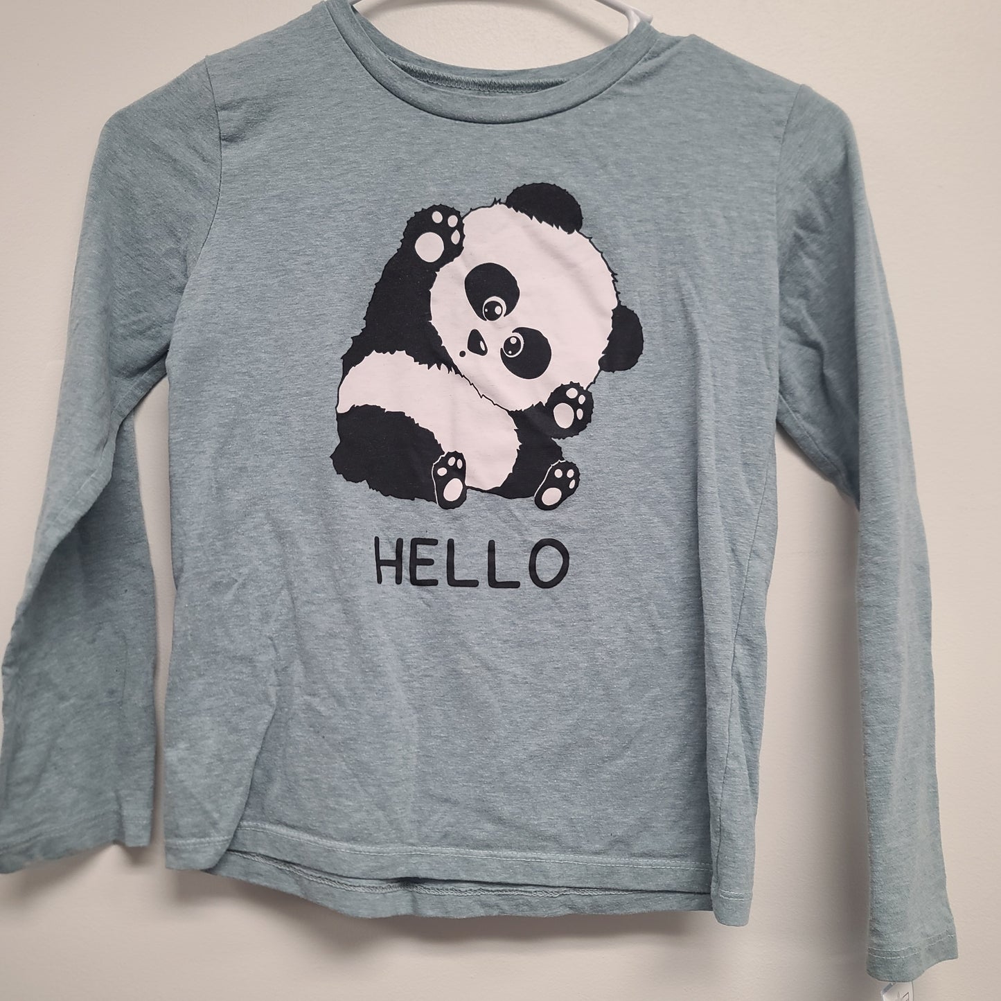 green Peachy Pink Long Sleeve Panda Tshirt, 10 G
