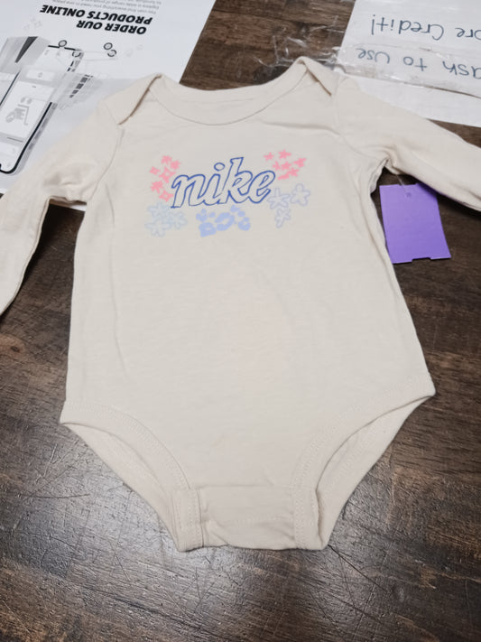 tan Nike LS Onesie, 6M G
