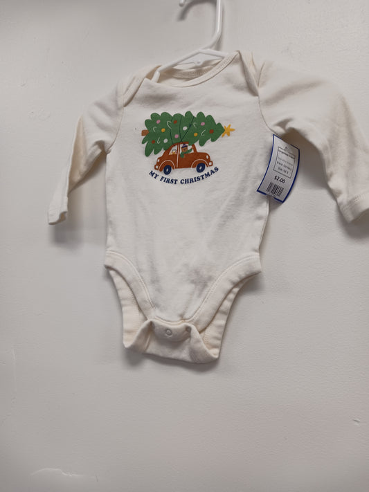 White Christmas Old Navy Longsleeve Onesie, NB B