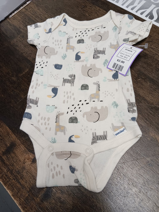 Cream Animal Gerber Onesie, NB B