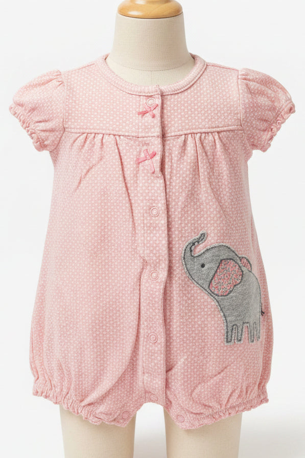 Pink/Grey Elephant Carters Short One Piece, 3M G