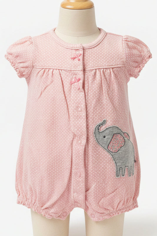 Pink/Grey Elephant Carters Short One Piece, 3M G